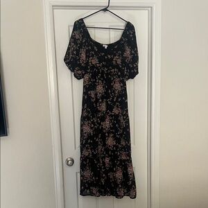 Baltic Born Black Floral Midi Dress